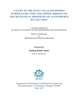 A Study on the Effect of Austempering Temperature, Time and Copper Addition on the Mechanical Properties of Austempered Ductile Iron