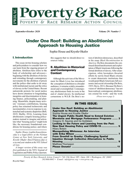 Under One Roof: Building an Abolitionist Approach to Housing Justice Sophie House and Krystle Okafor