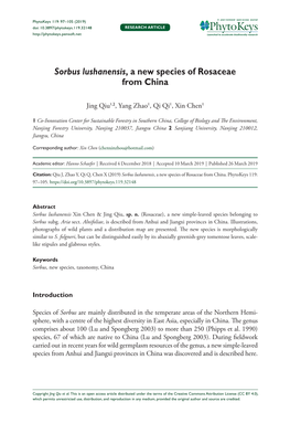 Sorbus Lushanensis, a New Species of Rosaceae from China