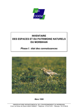 Inventaire Des Espaces Et Du Patrimoine Naturels Du Morbihan