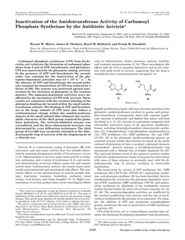 Inactivation of the Amidotransferase Activity of Carbamoyl Phosphate Synthetase by the Antibiotic Acivicin*