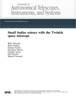 Small Bodies Science with the Twinkle Space Telescope