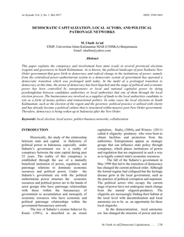 Democratic Capitalization, Local Actors, and Political Patronage Networks