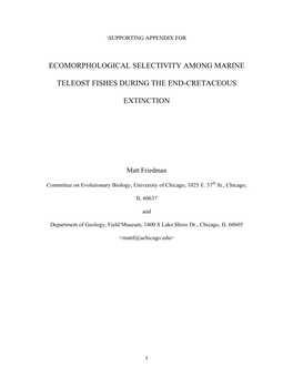Ecomorphological Selectivity Among Marine