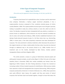 A New Type of Composite Turquoise Author: Gagan Choudhary (This Article Was First Appeared in Gems & Gemology, Vol