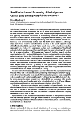 Seed Production and Processing of the Indigenous Coastal Sand-Binding Plant Spinifex Sericeus 99