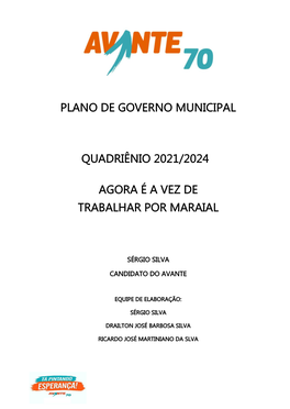 Plano De Governo Municipal Quadriênio 2021/2024 Agora É A