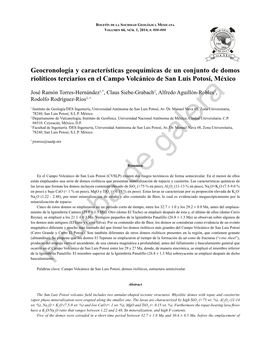 Geocronología Y Características Geoquímicas De Un Conjunto De Domos Riolíticos Terciarios En El Campo Volcánico De San Luis Potosí, México