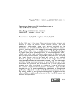 “Transfer” XIV: 1-2 (2019), Pp. 202-227. ISSN: 1886-554 University of California, Davis (U.S.A.) in the 1920S and 1930S