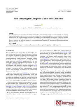 Film Directing for Computer Games and Animation