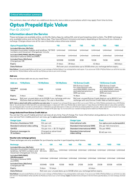 Optus Prepaid Epic Value