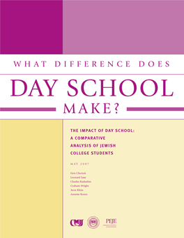 The Impact of Day School: a Comparative Analysis of Jewish College Students