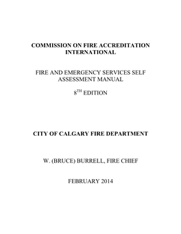 Calgary Fire Department Self Assessment Manual