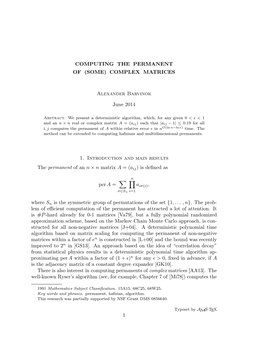 Computing the Permanent of (Some) Complex Matrices