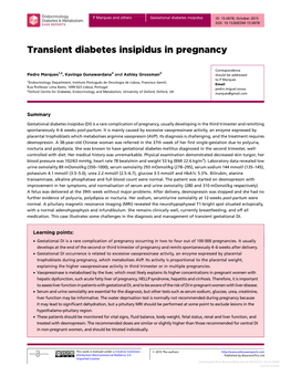 Transient Diabetes Insipidus in Pregnancy