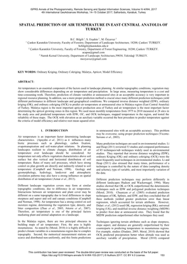 Spatial Prediction of Air Temperature in East Central Anatolia of Turkey