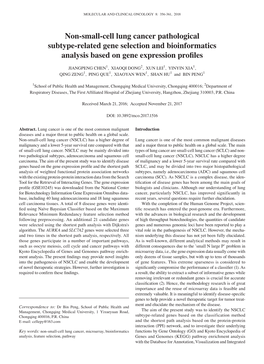 Non‑Small‑Cell Lung Cancer Pathological Subtype‑Related Gene