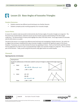 Lesson 23: Base Angles of Isosceles Triangles