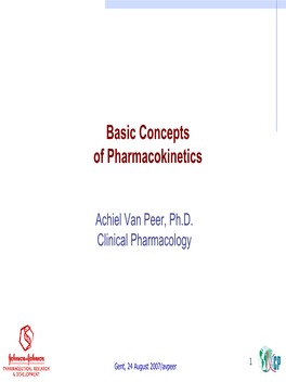 Basics Concepts of Pharmacokinetics