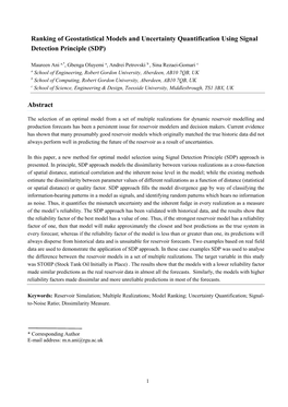 Ranking of Geostatistical Models and Uncertainty Quantification Using Signal Detection Principle (SDP)