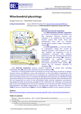 Mitochondrial Physiology