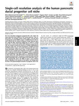 Single-Cell Resolution Analysis of the Human Pancreatic Ductal Progenitor Cell Niche