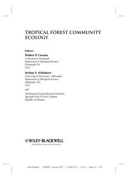 Tropical Forest Community Ecology