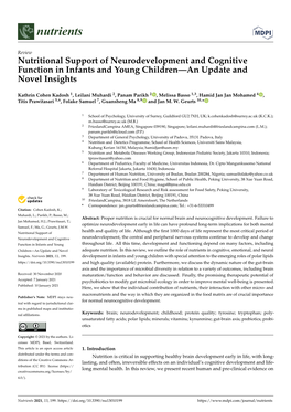 Nutritional Support of Neurodevelopment and Cognitive Function in Infants and Young Children—An Update and Novel Insights