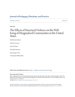 The Effects of Structural Violence on the Well-Being of Marginalized Communities in the United States,