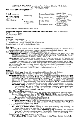 HORSE in TRAINING, Consigned by Carlburg Stables (C. Brittain) the Property of Darley Will Stand at Carlburg Stables