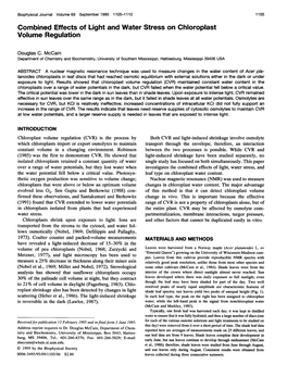 Combined Effects of Light and Water Stress on Chloroplast Volume Regulation