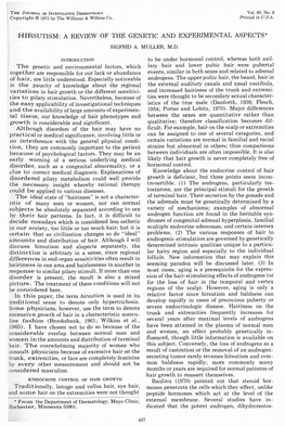 Hirsutism: a Review of the Genetic and Experimental Aspects* Sigfrid A