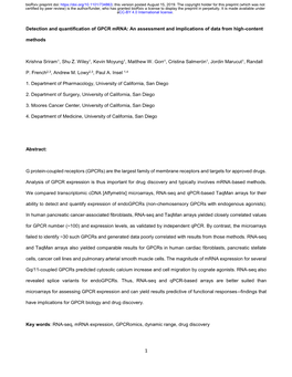 Detection and Quantification of GPCR Mrna: an Assessment and Implications of Data from High-Content Methods