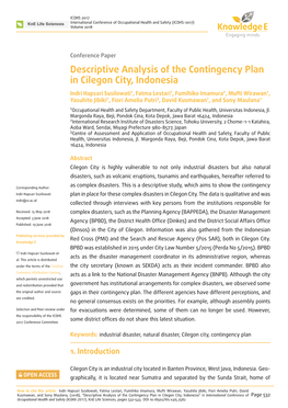 Descriptive Analysis of the Contingency Plan in Cilegon City, Indonesia