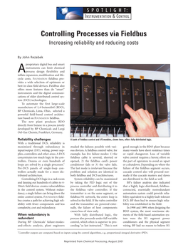 Controlling Processes Via Fieldbus Increasing Reliability and Reducing Costs