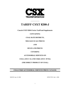 Tariff Csxt 8200-J
