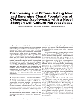 Chlamydia Trachomatis with a Novel Shotgun Cell Culture Harvest Assay Naraporn Somboonna,*† Sally Mead,* Jessica Liu,† and Deborah Dean,*†‡