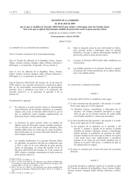 DECISIÓN DE LA COMISIÓN De 20 De Abril De 2004 Por La Que Se