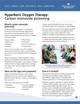Hyperbaric Oxygen Therapy: Carbon Monoxide Poisoning