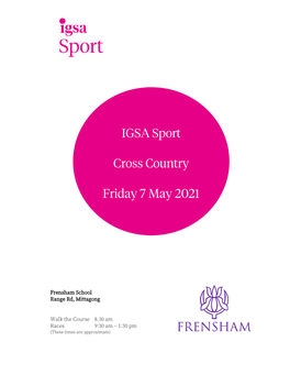 IGSA Sport Cross Country Friday 7 May 2021