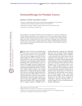 Immunotherapy for Prostate Cancer