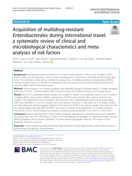 Acquisition of Multidrug-Resistant Enterobacterales During