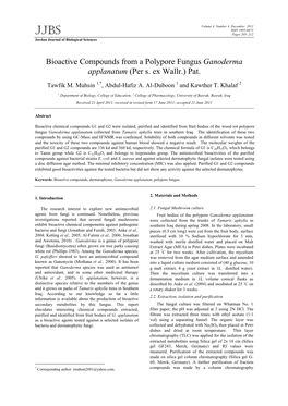 Bioactive Compounds from a Polypore Fungus Ganoderma Applanatum (Per S