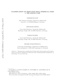 Classification of Reductive Real Spherical Pairs I. the Simple Case