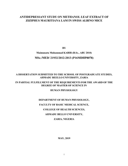 ANTIDEPRESSANT STUDY on METHANOL LEAF EXTRACT of .Pdf