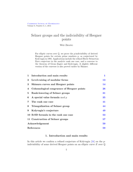 Selmer Groups and the Indivisibility of Heegner Points