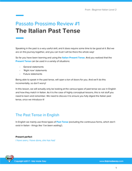 The Italian Past Tense