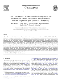 Late Pleistocene to Holocene Marine Transgression and Thermohaline Control on Sediment Transport in the Western Magellanes Fjord System of Chile (531S)
