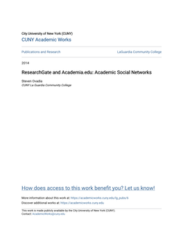 Researchgate and Academia.Edu: Academic Social Networks
