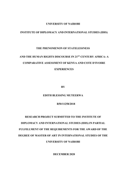 The Phenomenon of Statelessness and Human Rights in Africa